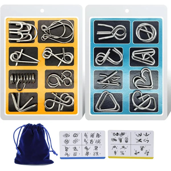 Metal Puzzle Ring Eight-Piece Blue Version Brain Teasers