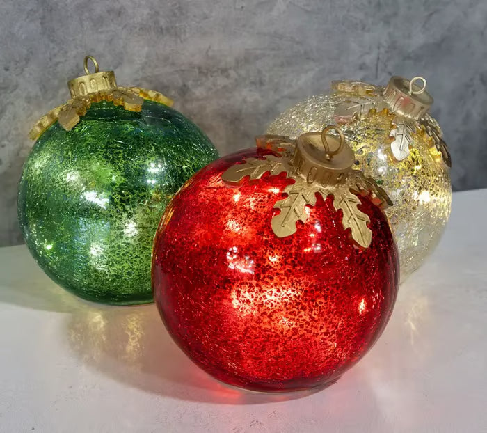 50,000+ Sales! 🎅 Best-Seller Shiny Glass Table Christmas Decorations | 3-Piece Set 🔔✨