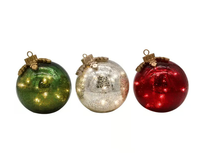50,000+ Sales! 🎅 Best-Seller Shiny Glass Table Christmas Decorations | 3-Piece Set 🔔✨
