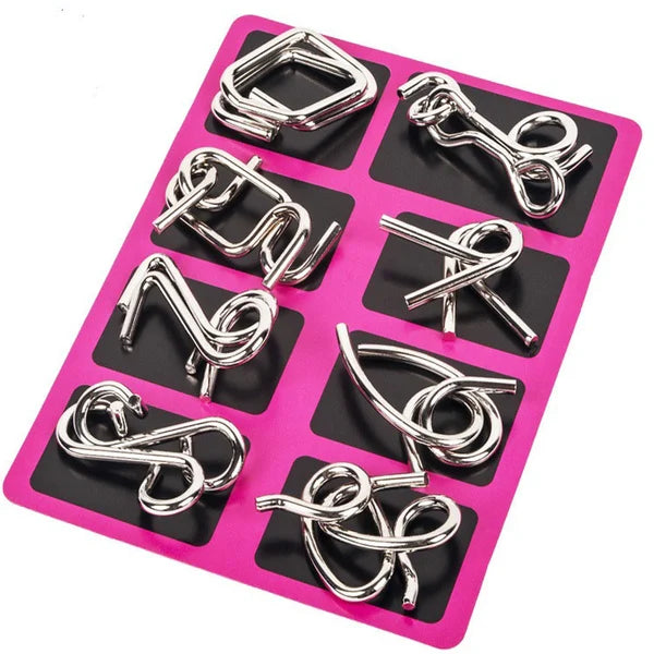 Metal Puzzle Ring Eight-Piece Blue Version Brain Teasers