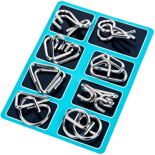 Metal Puzzle Ring Eight-Piece Blue Version Brain Teasers