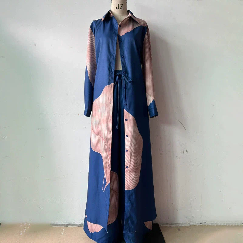 🔥New Arrival 2025🔥Full Button Down Long Shirt & Drawstring Pants Set