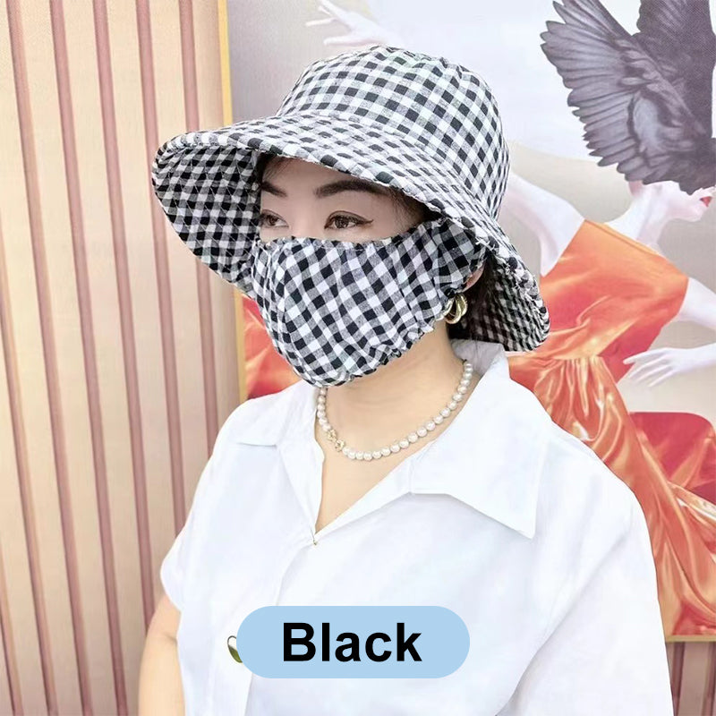 ⏳ Limited time 50% off! 💥Floral Large Brimmed Sun Hat with Mask(The more you buy, the higher the discount)