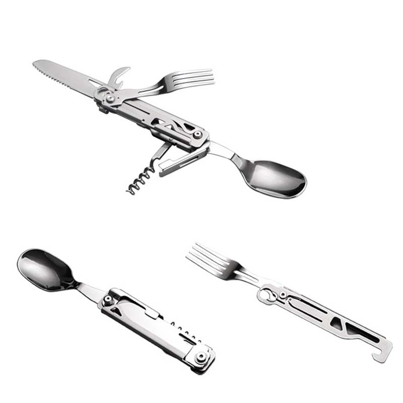 🎁Hot sale🔥6 in 1 Stainless Steel Folding Camping Utensils