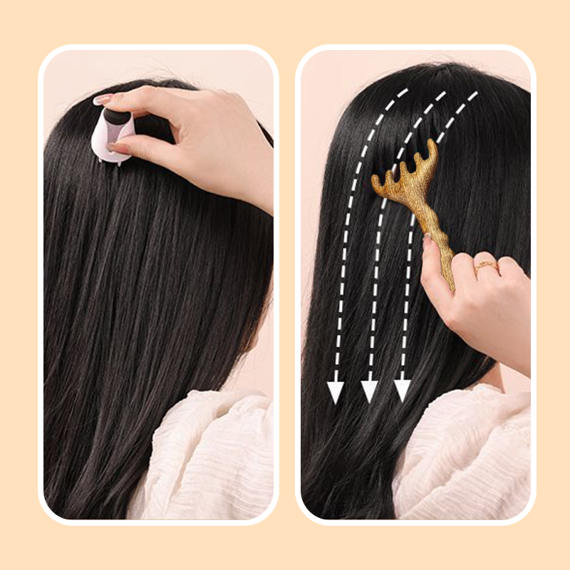 ✨️2025 Hot Sale 60% OFFWooden Head Massager Comb & Gua Sha Tool