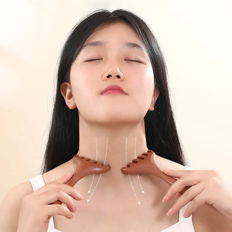 ✨️2025 Hot Sale 60% OFFWooden Head Massager Comb & Gua Sha Tool