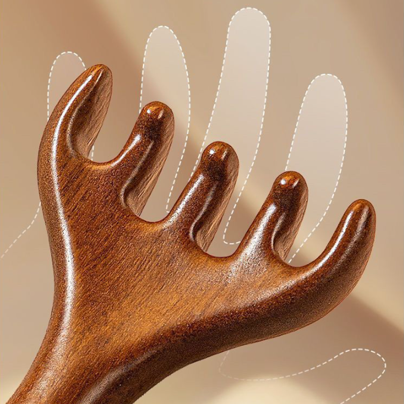 ✨️2025 Hot Sale 60% OFFWooden Head Massager Comb & Gua Sha Tool