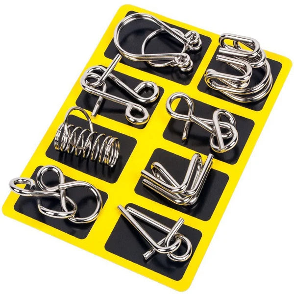 Metal Puzzle Ring Eight-Piece Blue Version Brain Teasers
