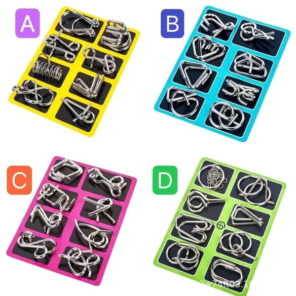 Metal Puzzle Ring Eight-Piece Blue Version Brain Teasers
