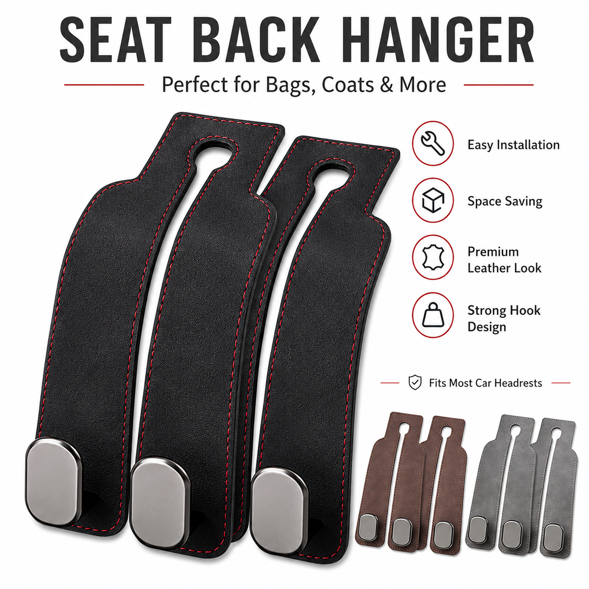 Tired of shopping bags rolling around your boot? 🚗 Grab our stylish seat hooks – 10-second install, zero clutter.