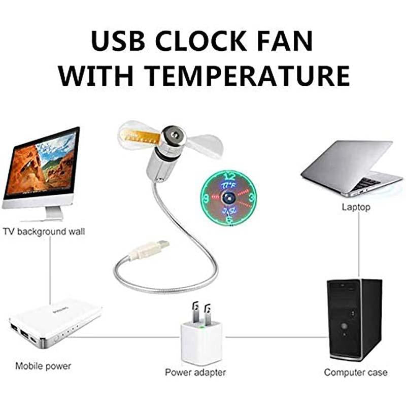 🔥2025 Hot Sale 50% OFF🔥USB Fan with LED Clock Lighting