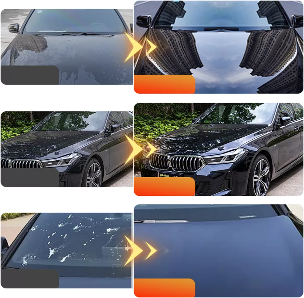 Before and after car coating comparison