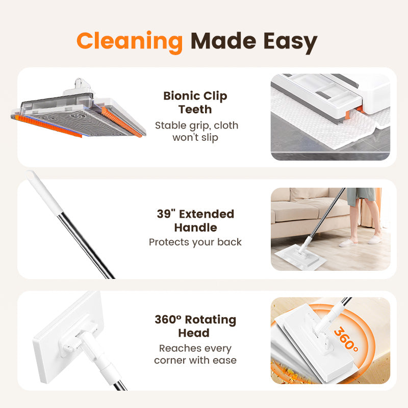🧹Now only 50% off!💥Disposable Dust Mop with 4 Reusable Cloths