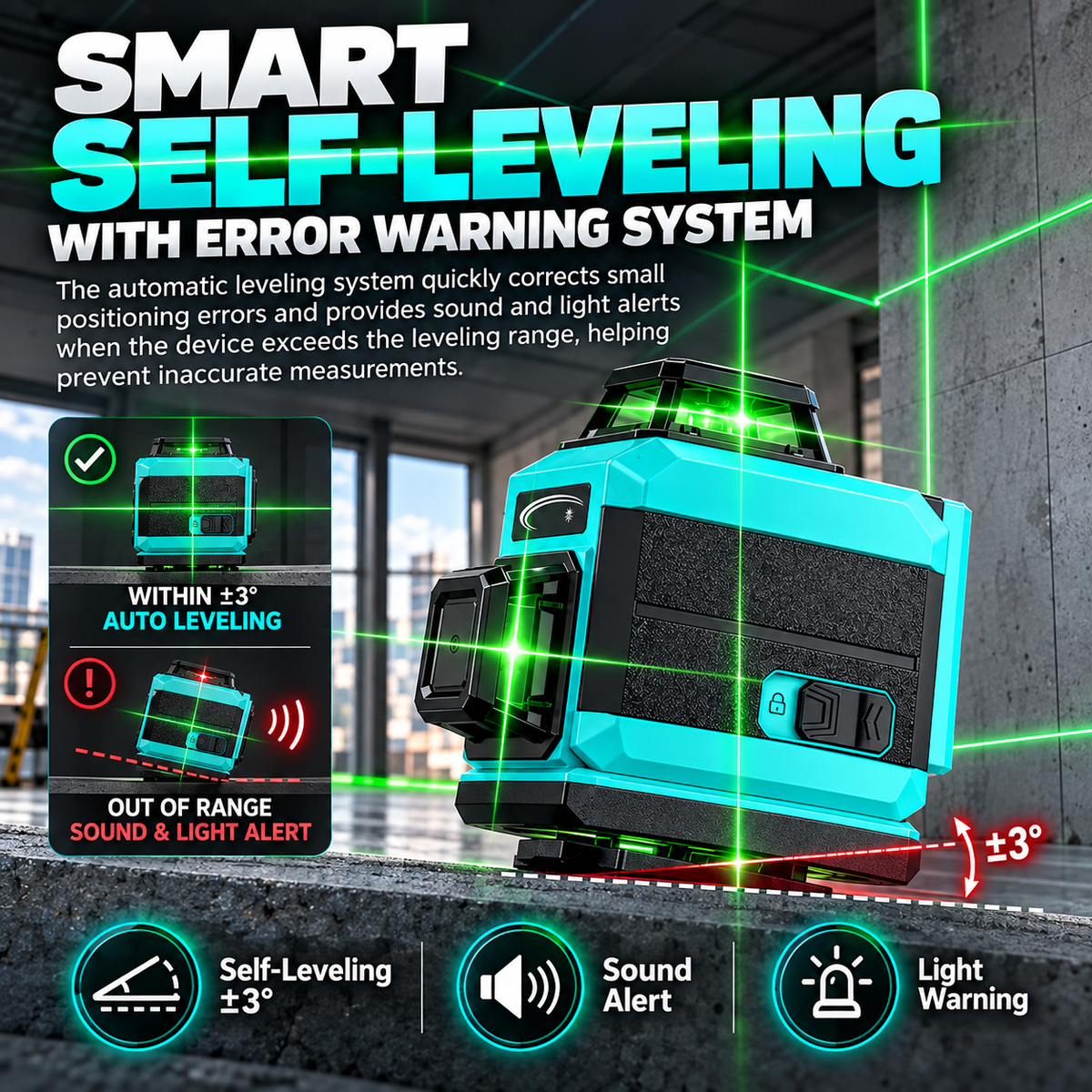 Outdoor 360 degree Laser Level  for Construction Tiling