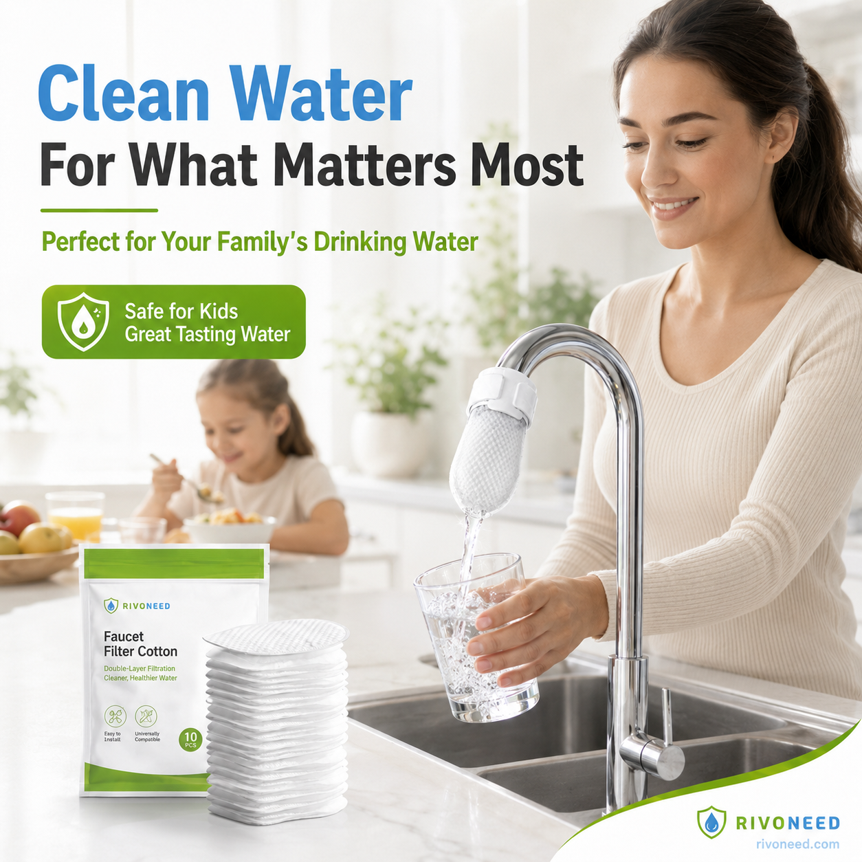⏰60%OFF⚡50K+ SOLD!💥Anti-Splash Kitchen Faucet Cotton Filter for Sediment & Rust Removal