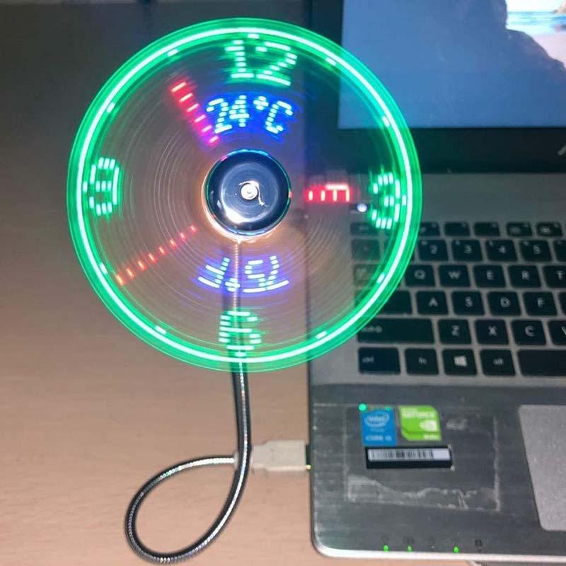 🔥2025 Hot Sale 50% OFF🔥USB Fan with LED Clock Lighting