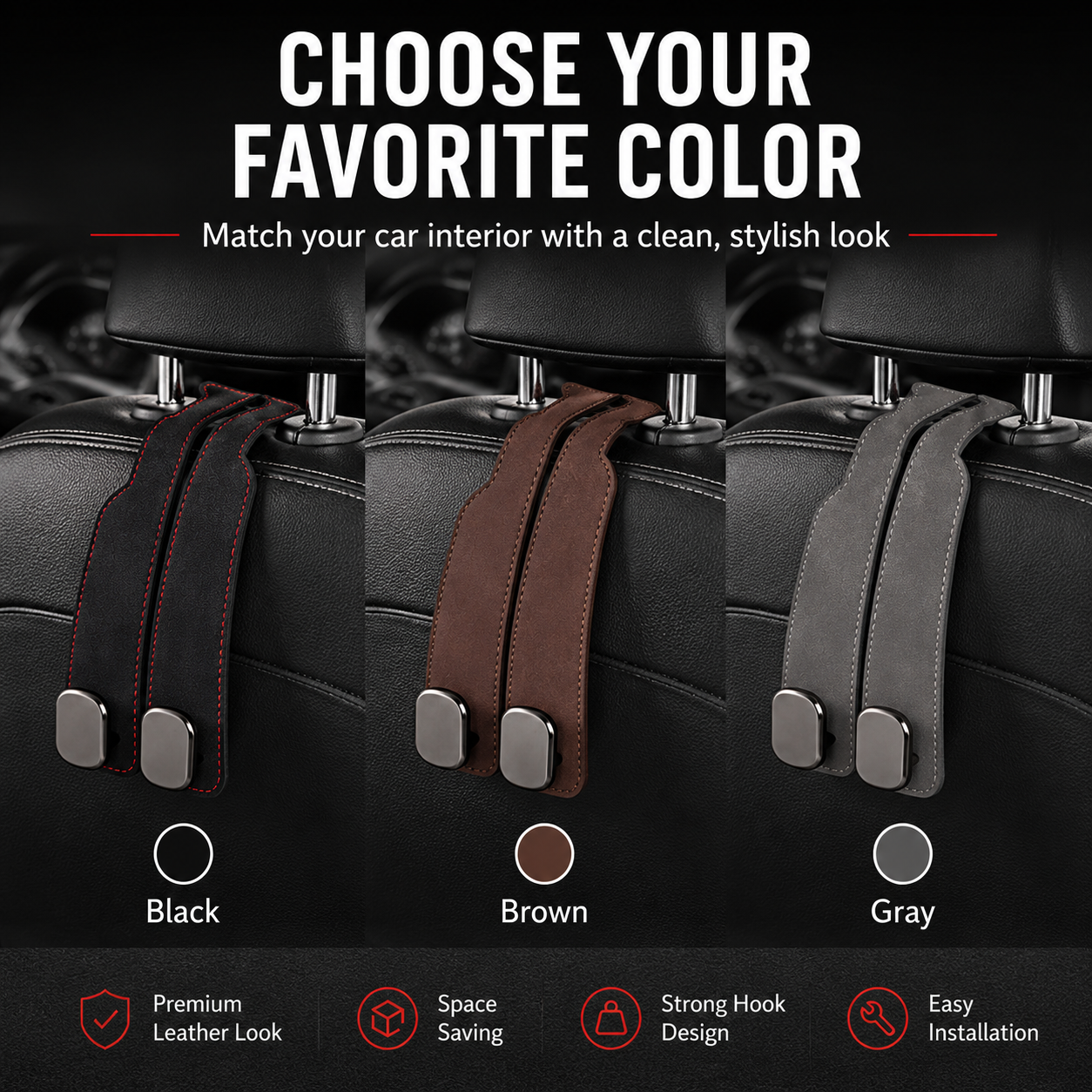 Tired of shopping bags rolling around your boot? 🚗 Grab our stylish seat hooks – 10-second install, zero clutter.