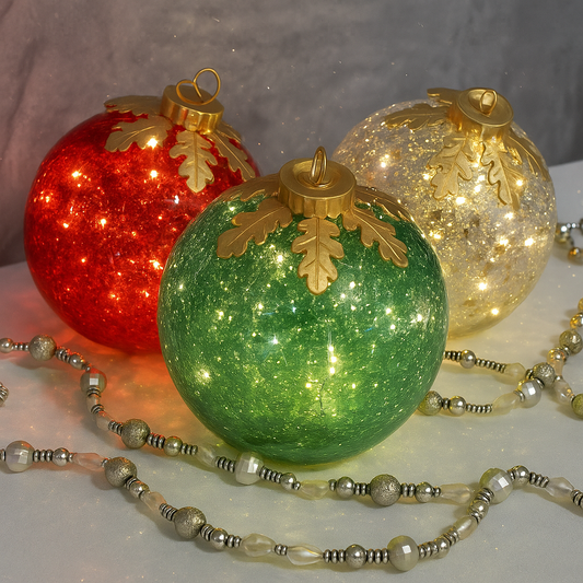 50,000+ Sales! 🎅 Best-Seller Shiny Glass Table Christmas Decorations | 3-Piece Set 🔔✨