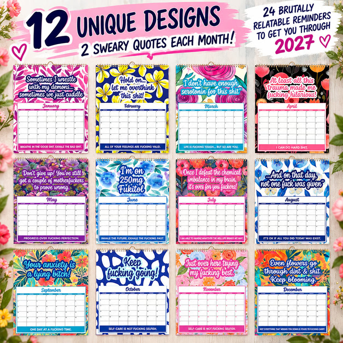 🔥HOT SALE 50% OFF💓2027 Sweary Mental Health Calendar