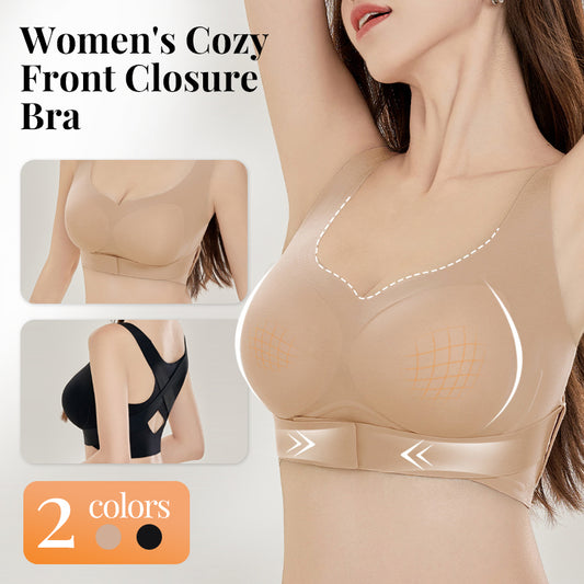 🔥Time-limited special offer💕Women's Cozy Seamless Push Up Front Closure Bra🎁