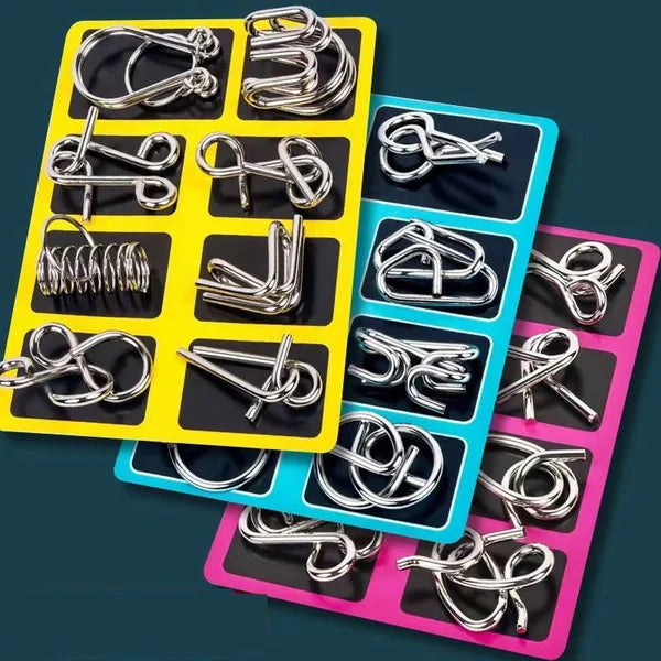 Metal Puzzle Ring Eight-Piece Blue Version Brain Teasers
