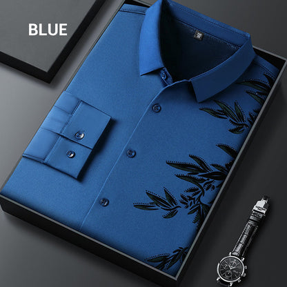 Men's Thickened Print Lapel Button Down Shirts