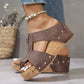 🔥Hot Sale🔥Women's Fashion Rivet Wedge Fish Mouth Thick Bottom Sandals