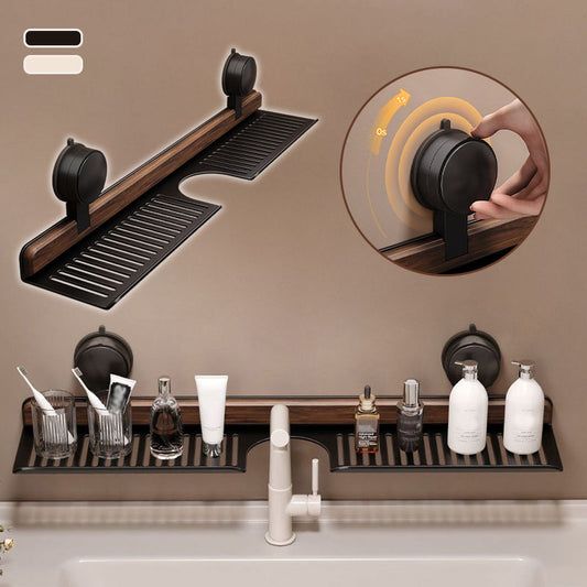 🔥Hot selling💥 Walnut Bathroom, Kitchen Suction Cup Shelf