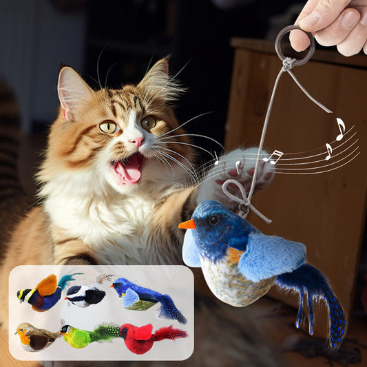 Realistic Chirping Bird Cat Self-Play Toy to Stimulate Hunting Instincts