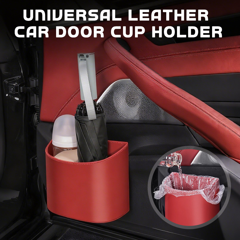 🥳2026 HOT SALE🥳💞50K+ SOLD!🚗🧺 49% OFF! Leather Car Door Cup Holder – Wide‑mouth opening, easy reach for drinks & phone. Clip‑on secure fit. PU leather, tough & stylish. 🛡️✨