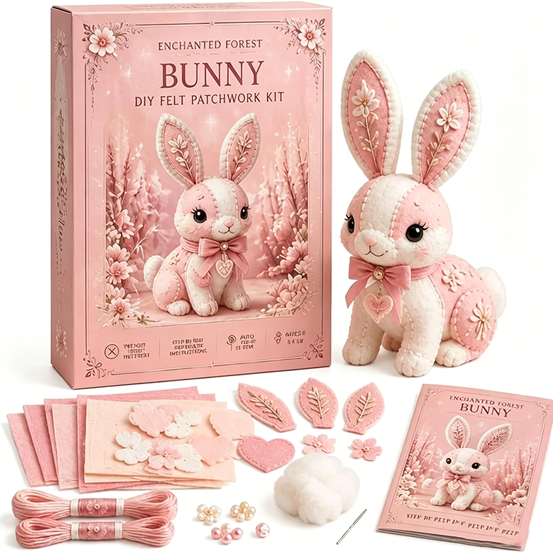 📢📢50% OFF !! ⏰Pink Enchanted Forest DIY Felt Patchwork Kit