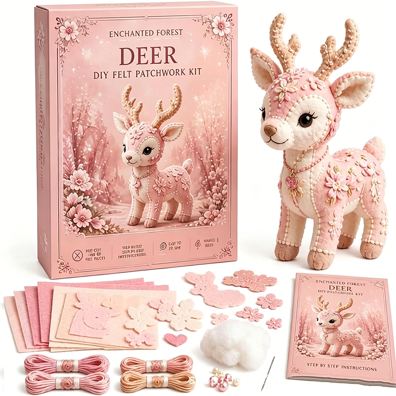 📢📢50% OFF !! ⏰Pink Enchanted Forest DIY Felt Patchwork Kit