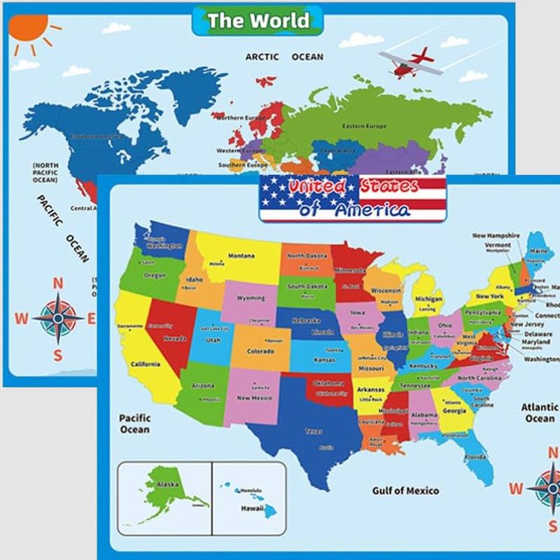 Geography Learning Poster Wall Map for Kids