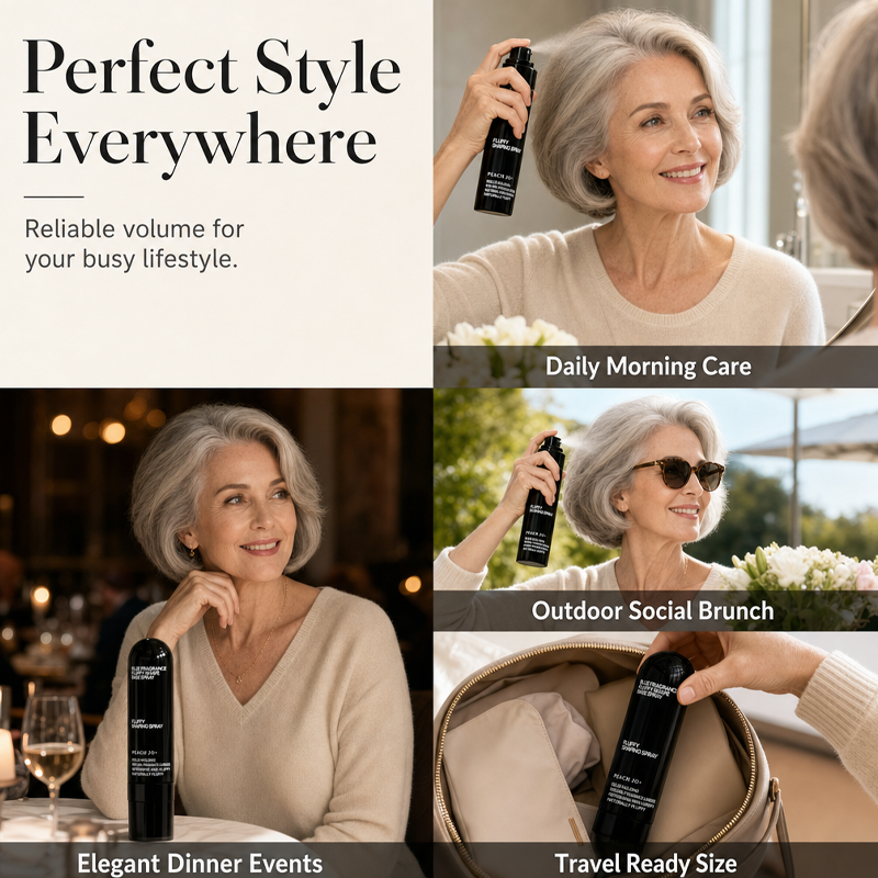 💨50% OFF NOW! Fluffy Hair Shaping Spray‑Lightweight Volumizing Mist, All‑Day Strong Hold Humidity‑Resistant Peach Scent Hair Spray for Fine Flat Thin Hair