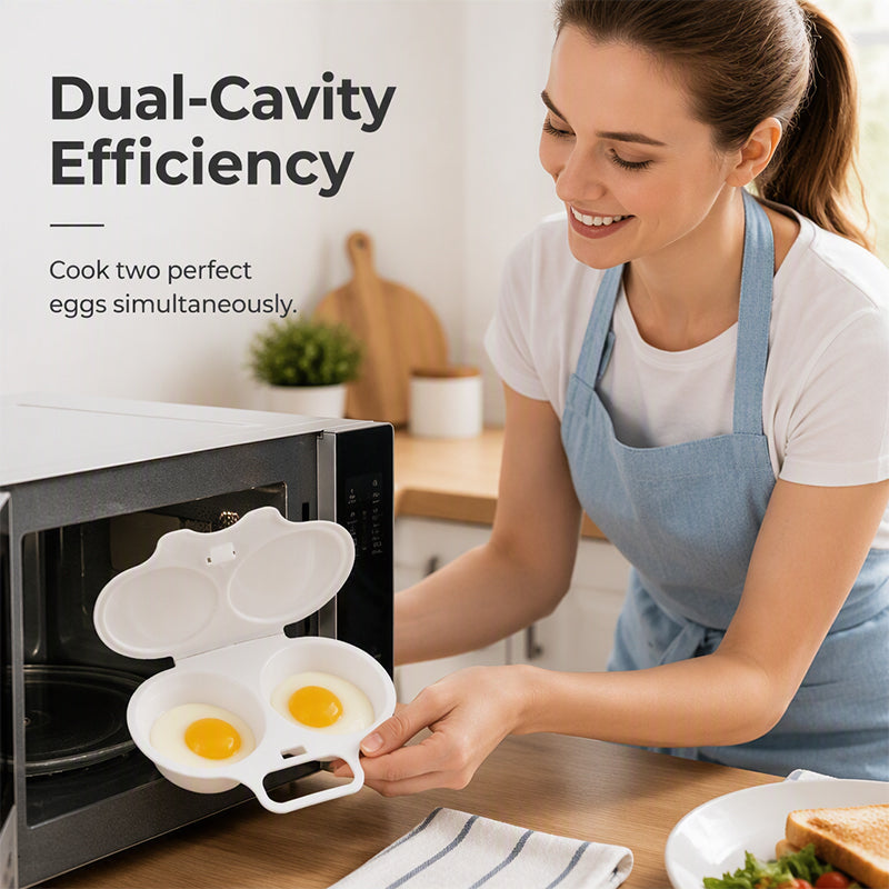 🥳2026 HOT SALE🥳💞50K+ SOLD! 🥗🎁 50% OFF! Microwave Egg Poacher——Dual‑cavity, non‑stick & easy clean. Healthier than frying – stock up & save! 🏠✅