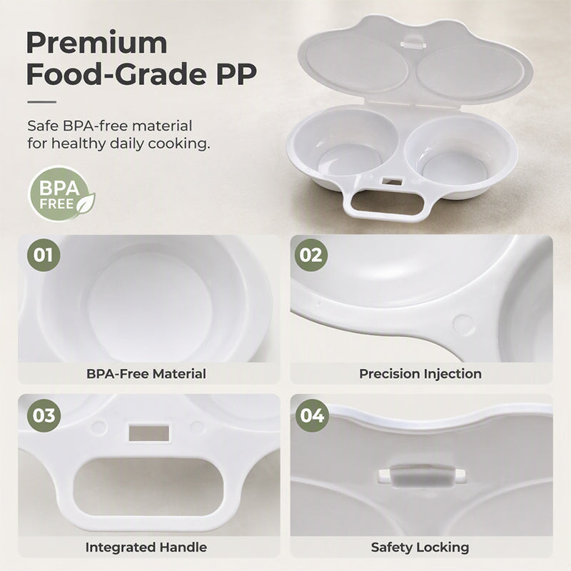 🥳2026 HOT SALE🥳💞50K+ SOLD! 🥗🎁 50% OFF! Microwave Egg Poacher——Dual‑cavity, non‑stick & easy clean. Healthier than frying – stock up & save! 🏠✅