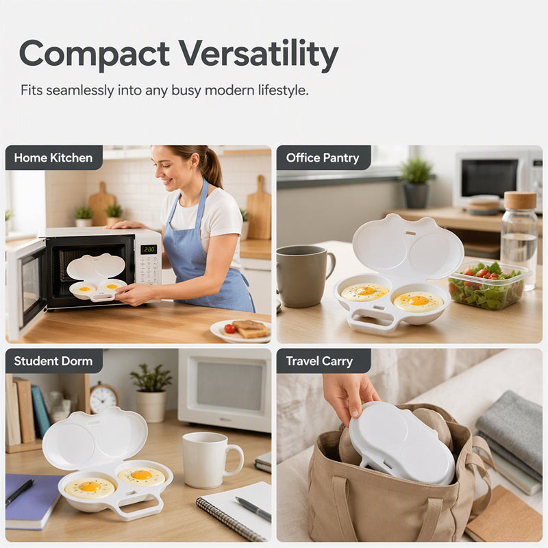 🥳2026 HOT SALE🥳💞50K+ SOLD! 🥗🎁 50% OFF! Microwave Egg Poacher——Dual‑cavity, non‑stick & easy clean. Healthier than frying – stock up & save! 🏠✅