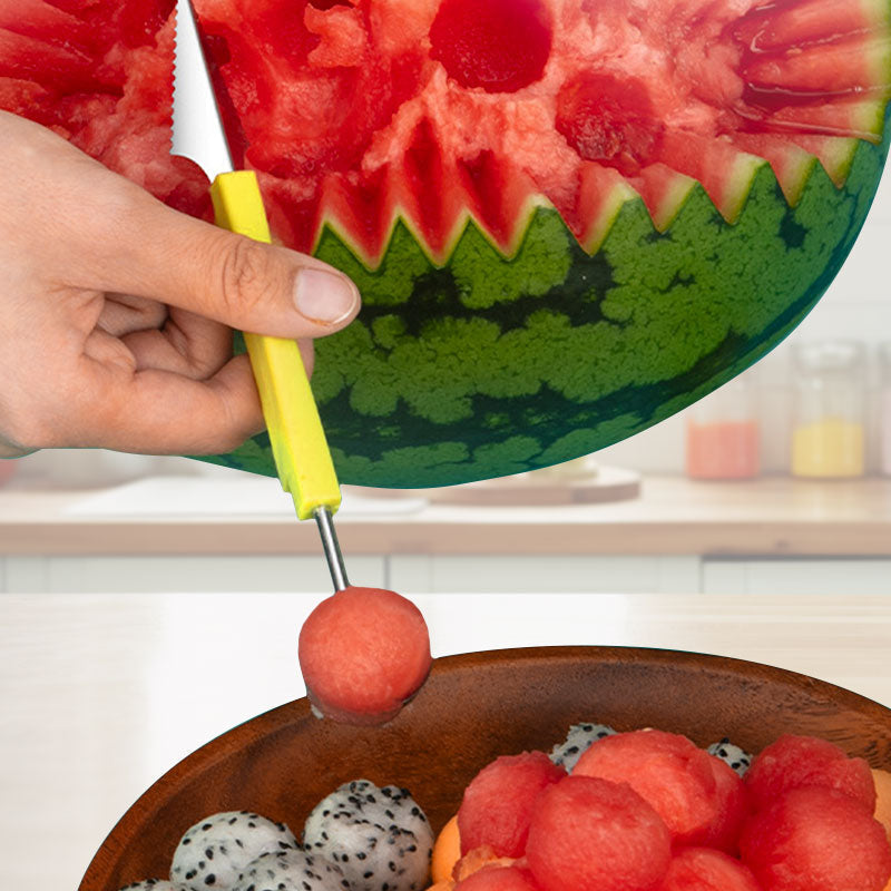 🐕2026 HOT SALE🥳💞50K+ SOLD! 🛡️3-in-1 Stainless Steel Melon Baller Scoop Tool Kit