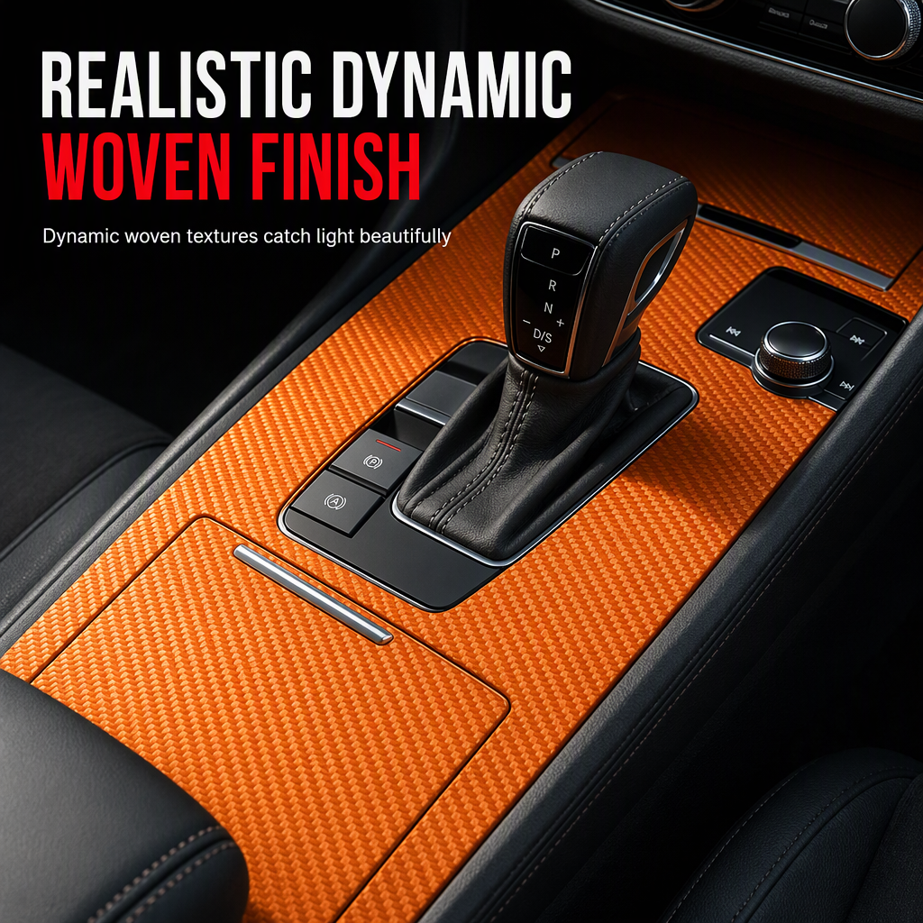 🚗 3D/6D Carbon Fiber Interior Trim Film – Self-Adhesive Car Wrap