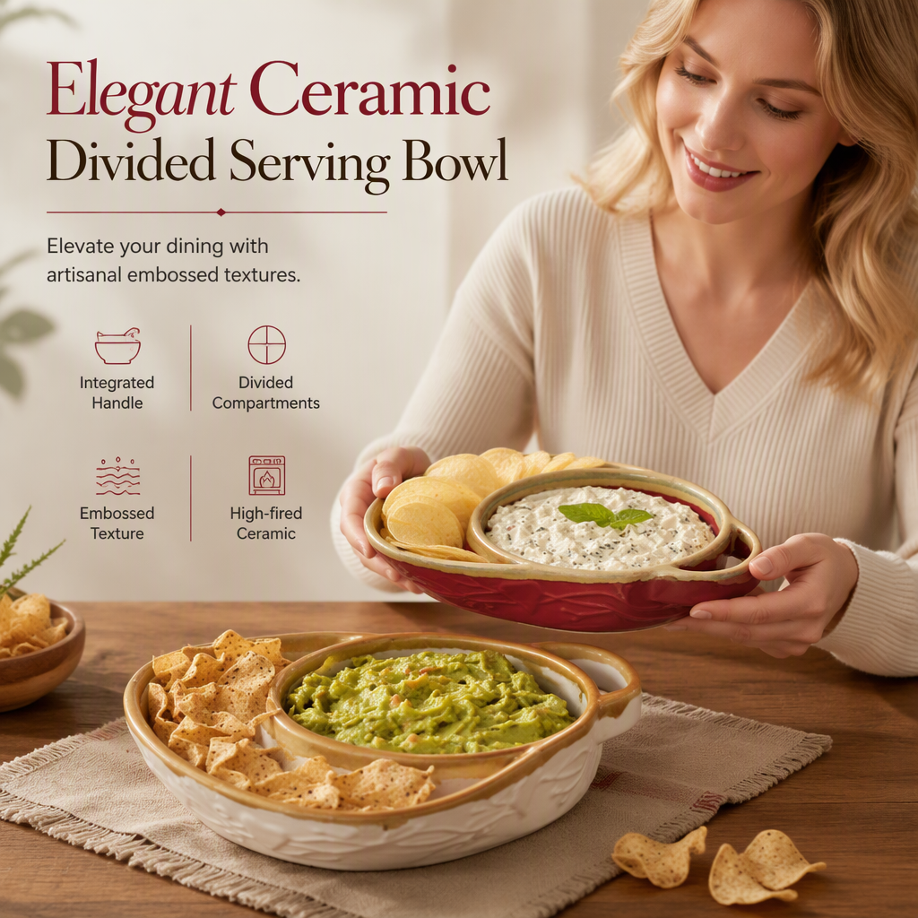 🥳2026 HOT SALE🥳💞50K+ SOLD! Retro Ceramic Divided Baking Dish with Single Handle