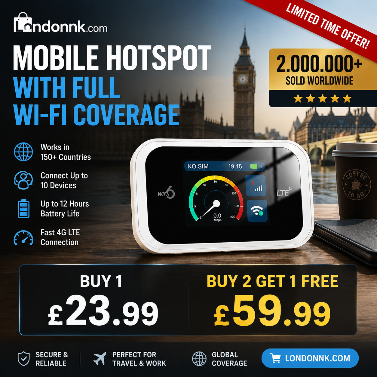 2026 HOT SALE50K+ SOLD! 50% OFF! Mobile Hotspot – Portable WiFi, full coverage anywhere. No contract, no setup. Stay connected on the go!