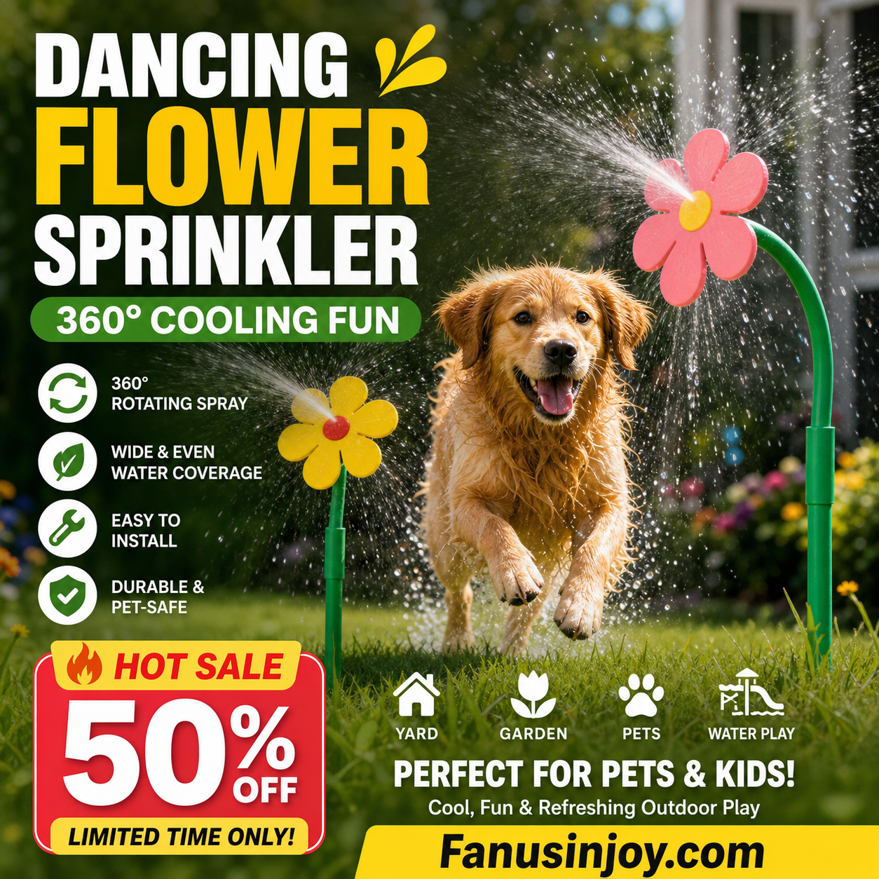 ✨️50% OFF! Boost your courtyard happiness! 360° Rotating Dancing Flower Sprinkler-Funny Dancing Flower Yard Lawn Sprinkler